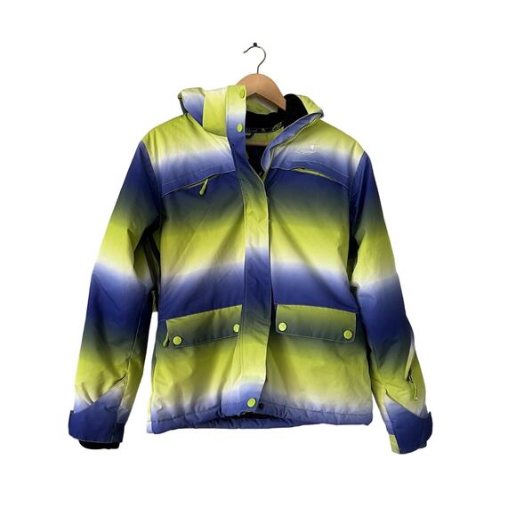 Liquid Freerider 8000mm Women's Small Snowboard Ski Jacket Blue Green Neon - Picture 1 of 7